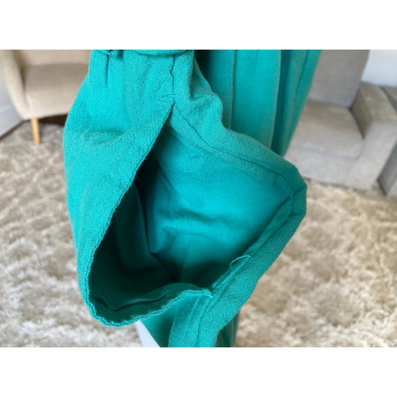 A.N.A. Teal Smocked Midi Dress 100% Cotton Ruffle Cottagecore Feminine Coastal - Picture 5 of 7